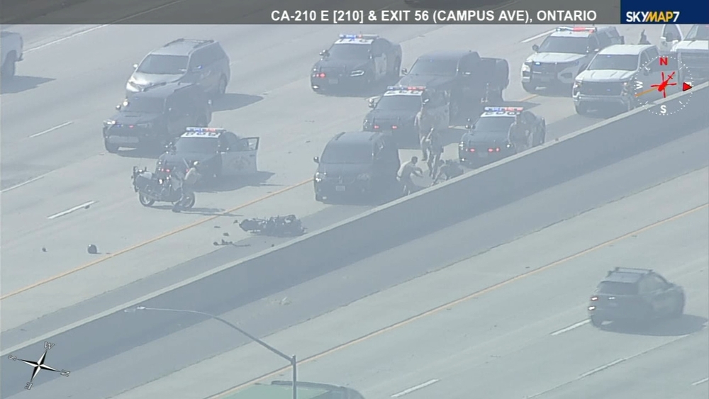 Motorcycle chase ends in wild crash on 210 Fwy in Ontario