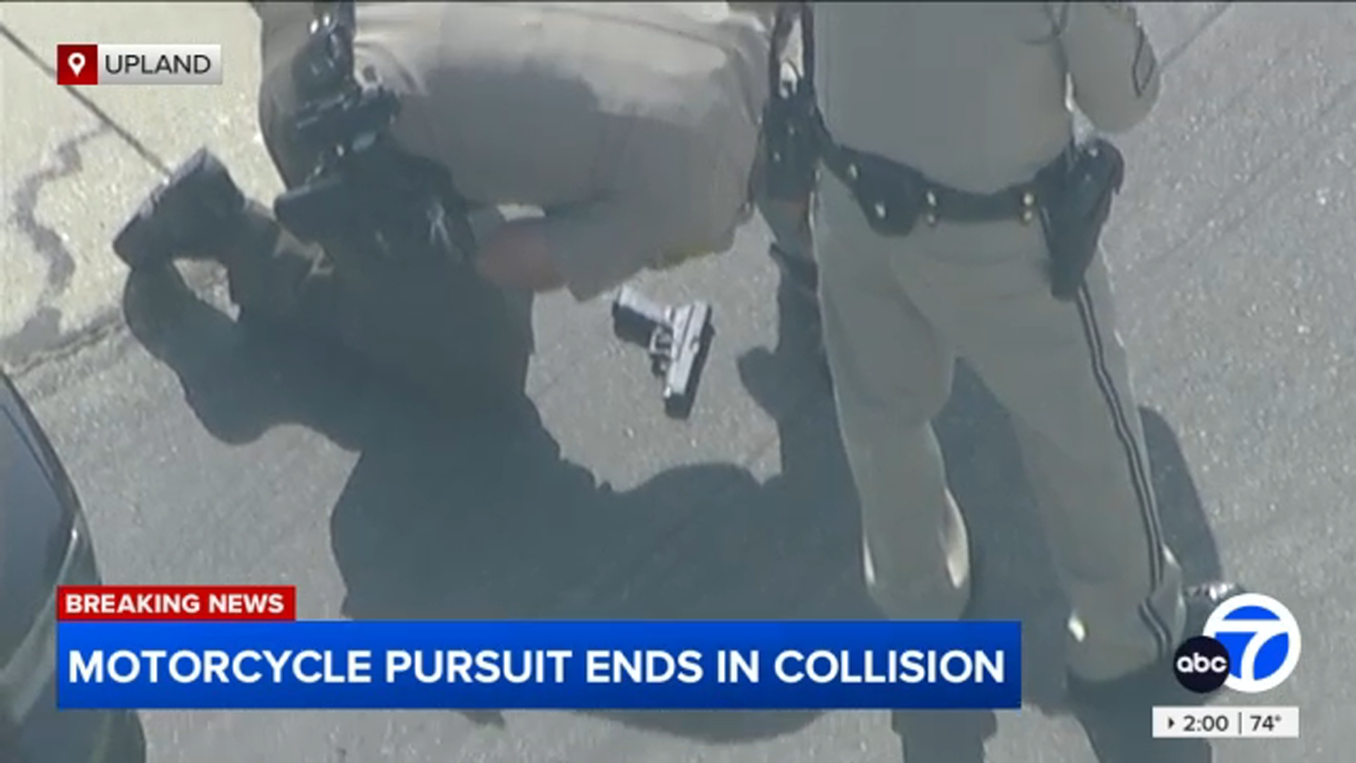 Investigators inspect what appears to beryllium  a weapon  connected  the 210 Freeway successful  Ontario, wherever  a pursuit  ended successful  a convulsive  clang  connected  Monday, Oct. 27, 2025.