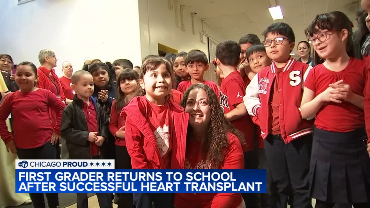 1st grader welcomed back to Chicago school after successful heart transplant