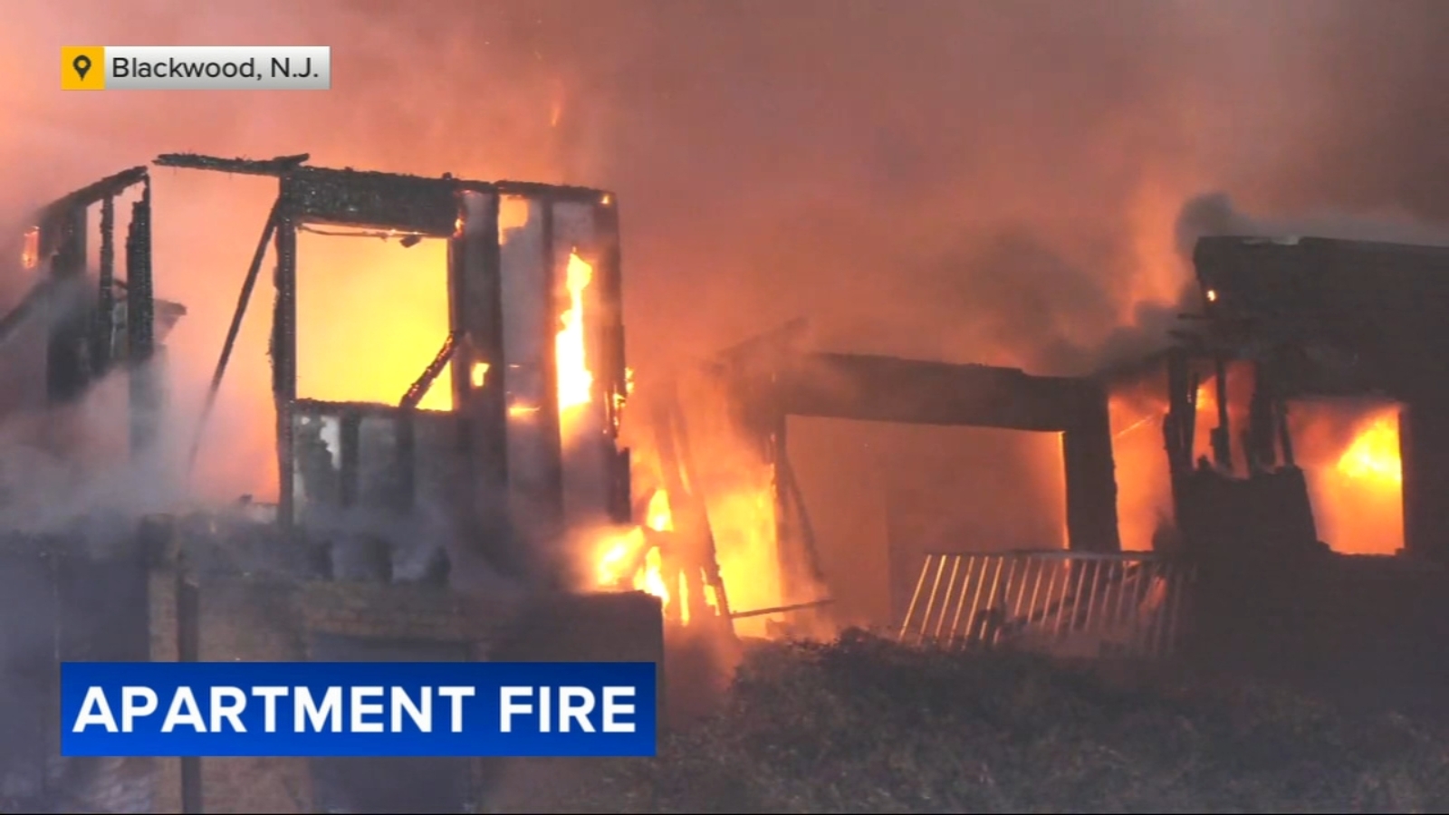 3-alarm apartment fire leaves over 100 displaced in Gloucester Township, New Jersey