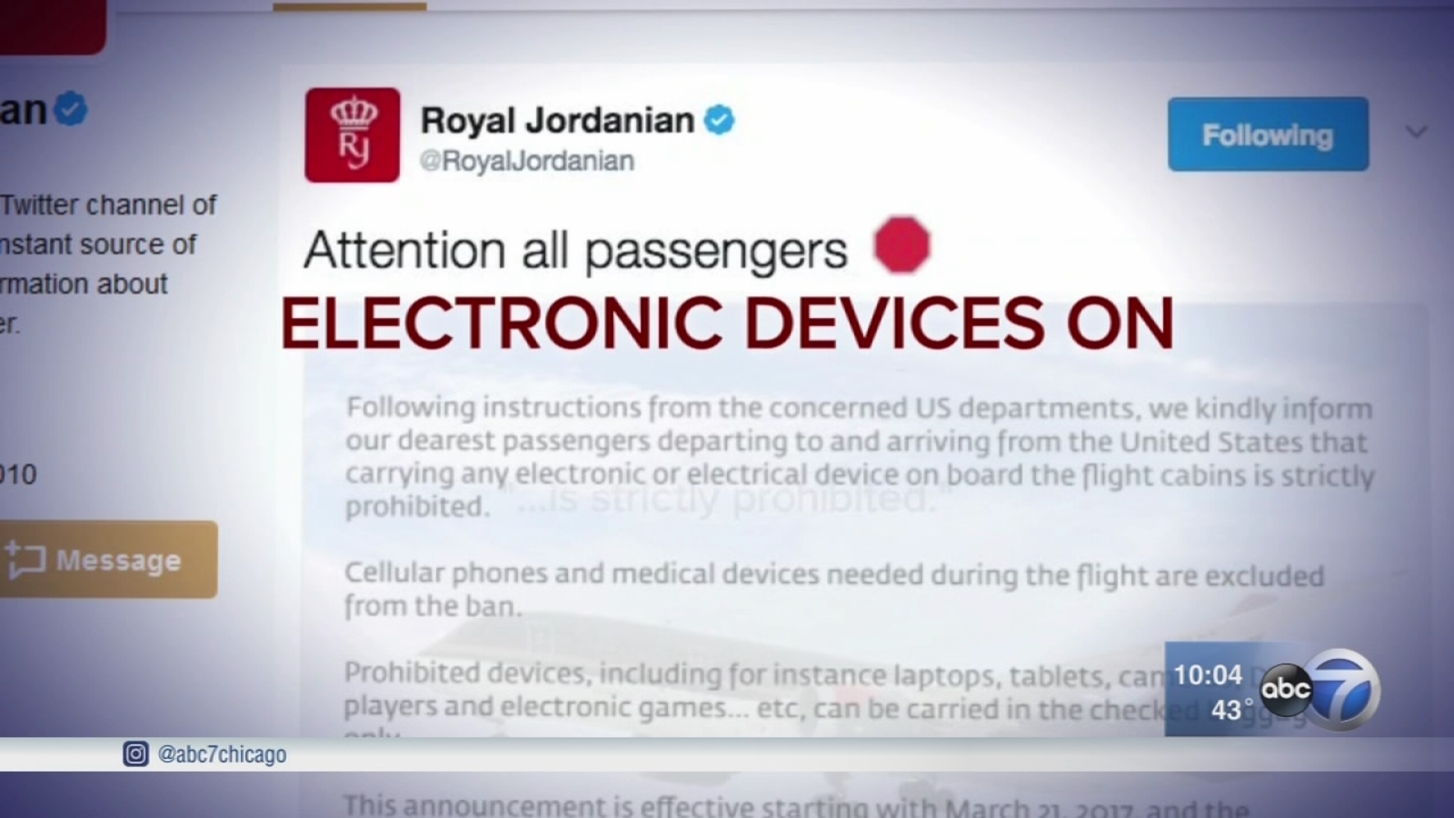 Carryon electronics rules changing on flights from some Middle East