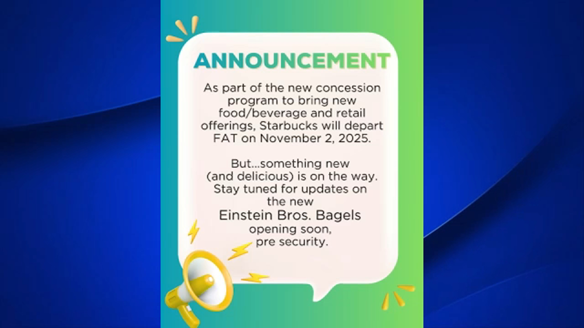 Einstein Bros. Bagels to replace Starbucks at Fresno airport