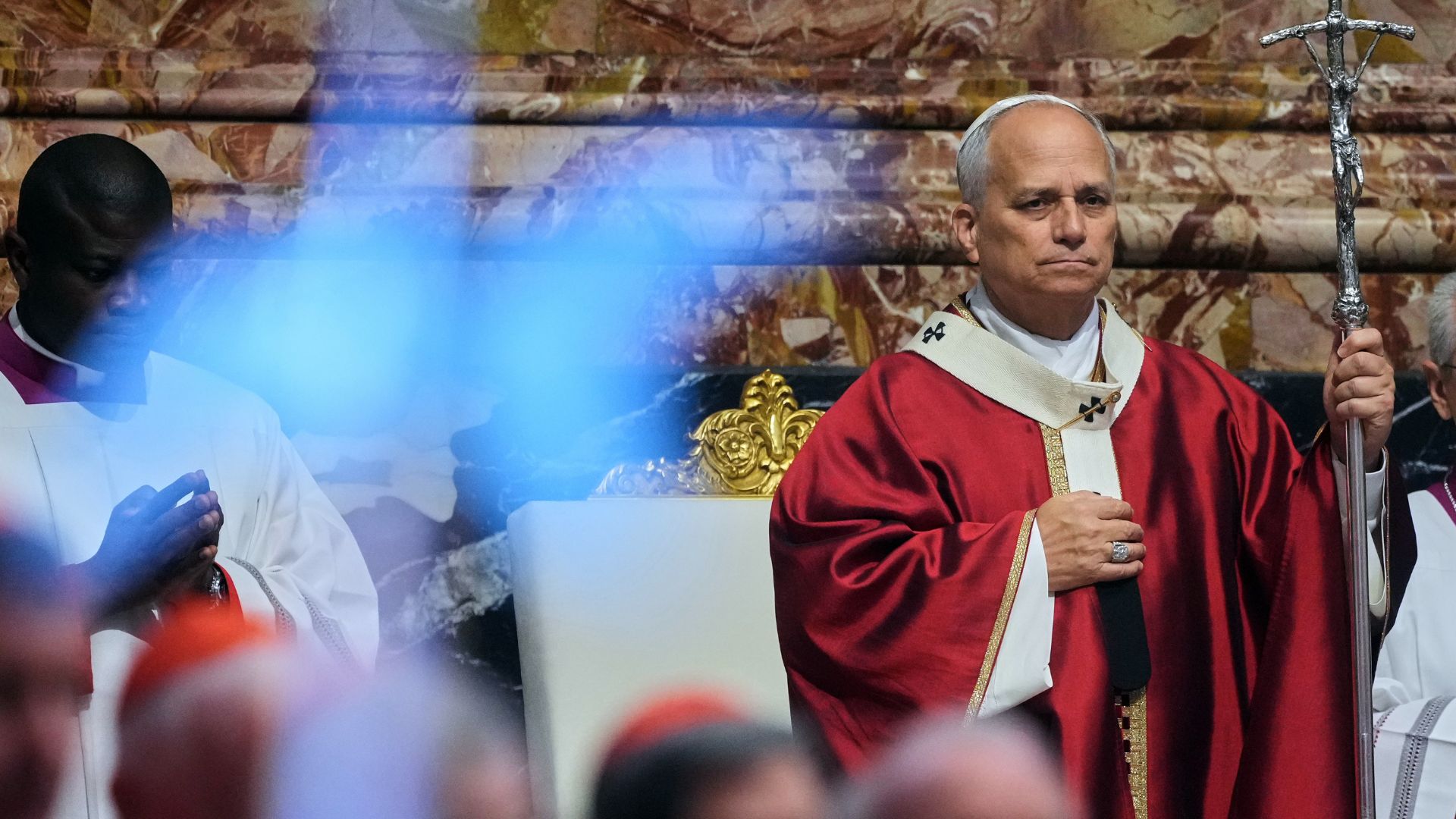 Pope Leo XIV waves from his popemobile at the end of a Mass for the Jubilee of Migrants and Missionaries in St. Peter's Square at the Vatican, Sunday, Oct. 5, 2025.