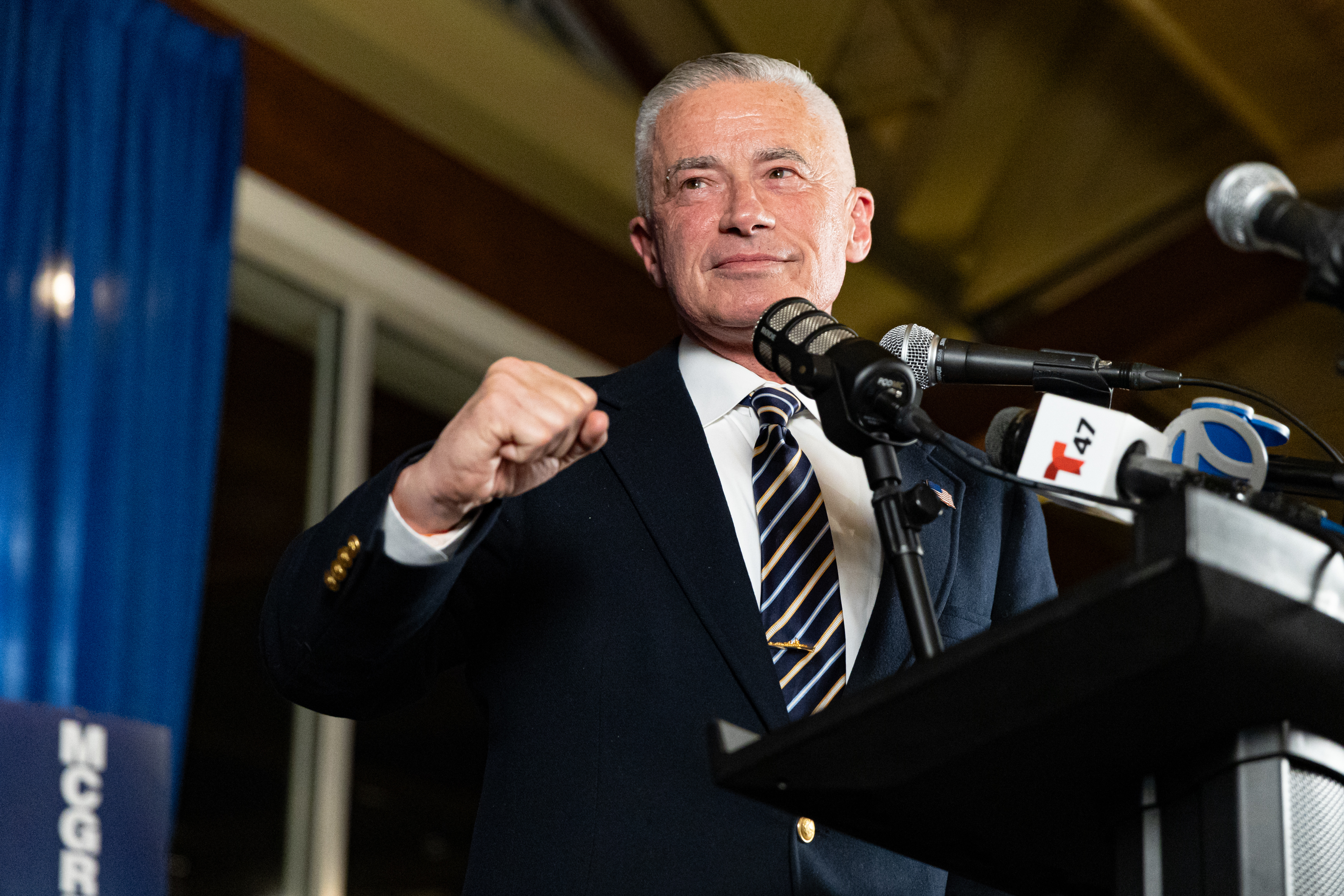 Jersey City mayoral candidate Jim McGreevey speaks to supporters at his election night party, Jersey City, Tuesday, Nov. 4, 2025, in Jersey City, N.J.
