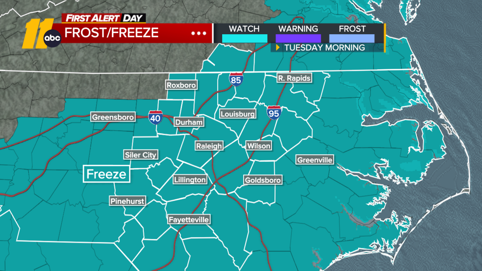 Freeze Warning issued ahead of expected arctic blast: First Alert Forecast