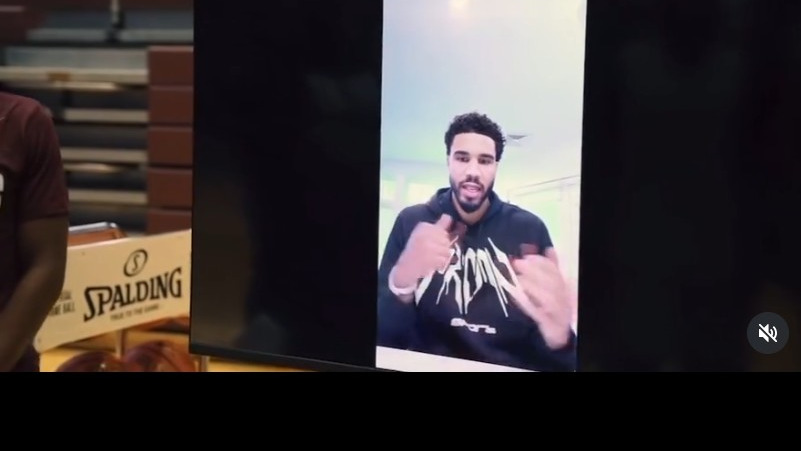 NBA star Jayson Tatum surprised the North Carolina Central University basketball team. (Photo: Coach Levelle Moton IG)