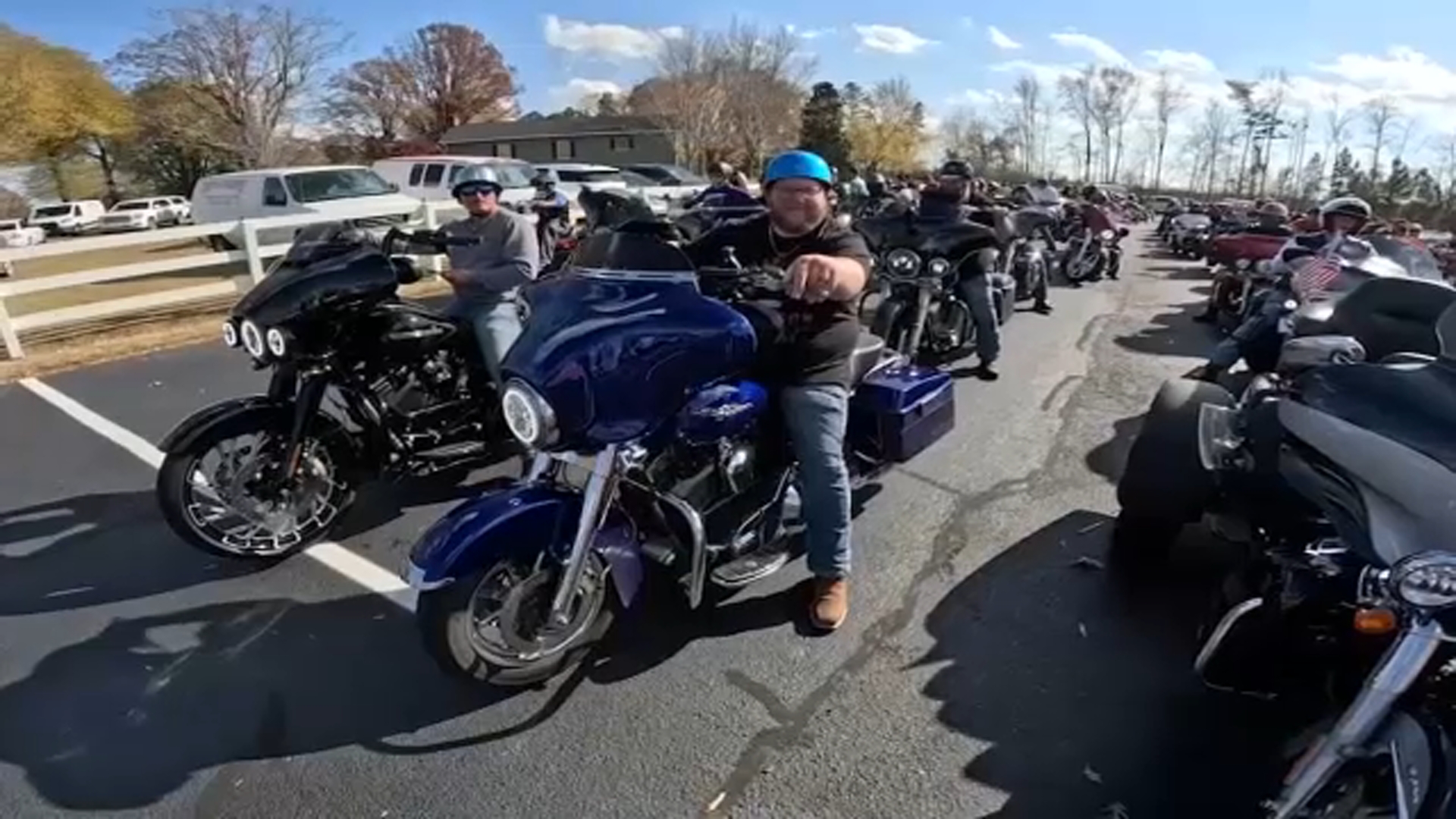 Hundreds of bikers delivered the toys.