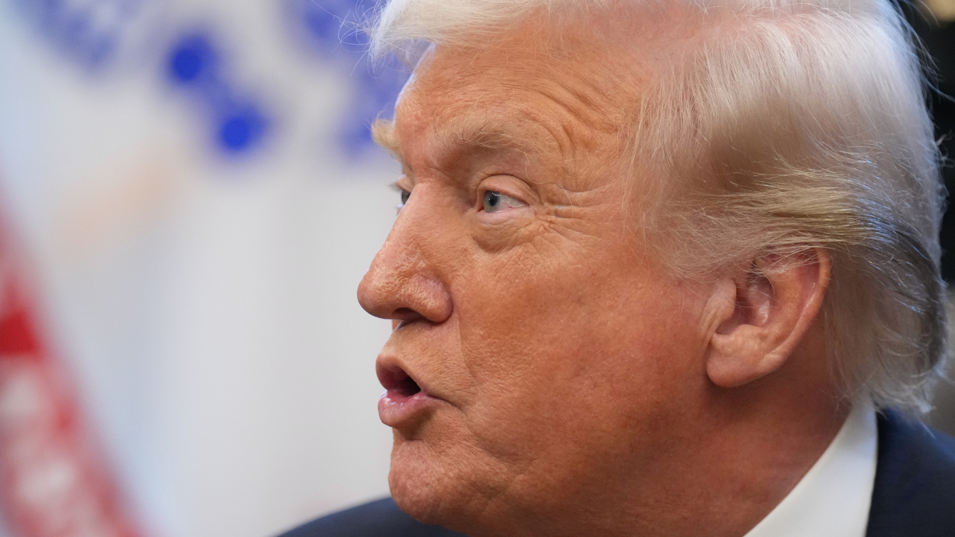 President Donald Trump speaks to reporters in the Oval Office of the White House, Monday, Nov. 10, 2025, in Washington.