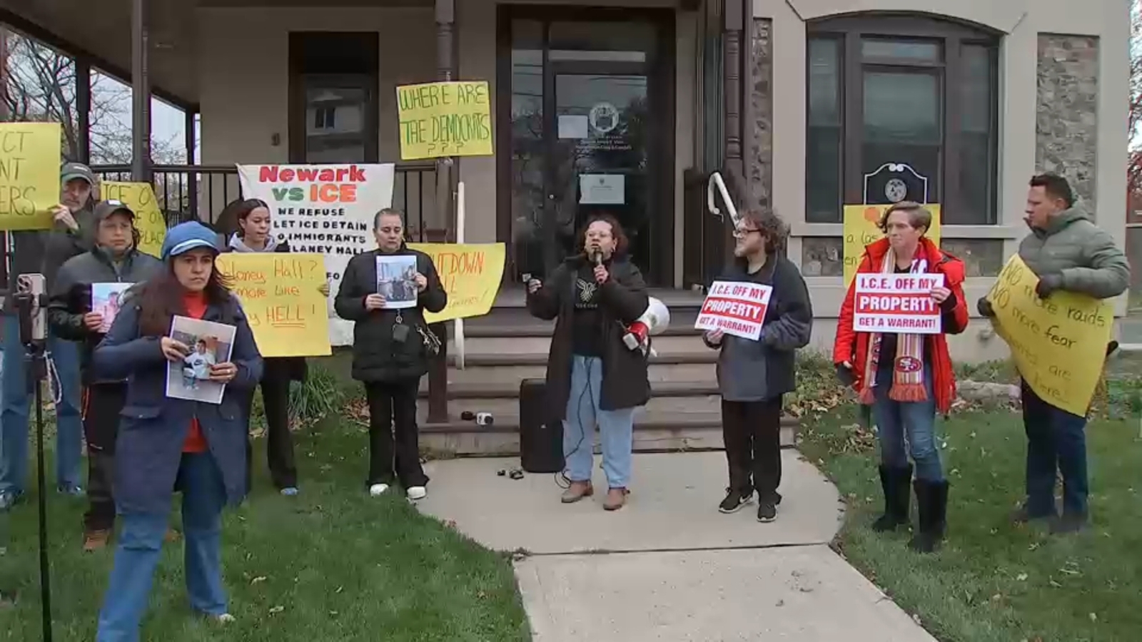 Immigration activists protest after 46 detained during ICE warehouse raid in New Jersey