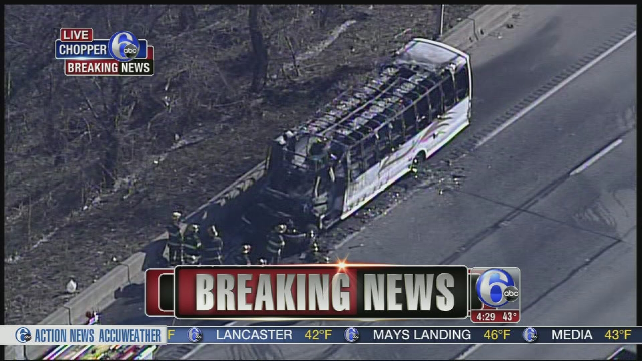 Bus destroyed by fire on Schuylkill Expressway