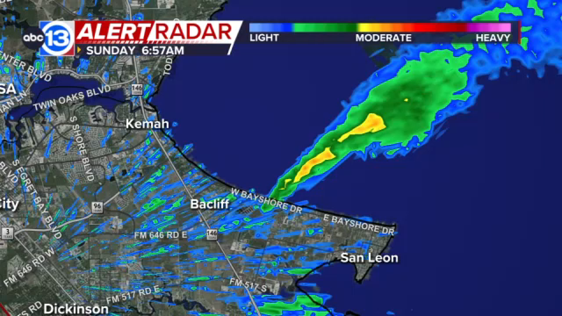 ABC13 Meteorologist Kevin Roth observed the smoke plume on 13 Alert Radar as it spread northeast across Galveston Bay on Sunday morning.