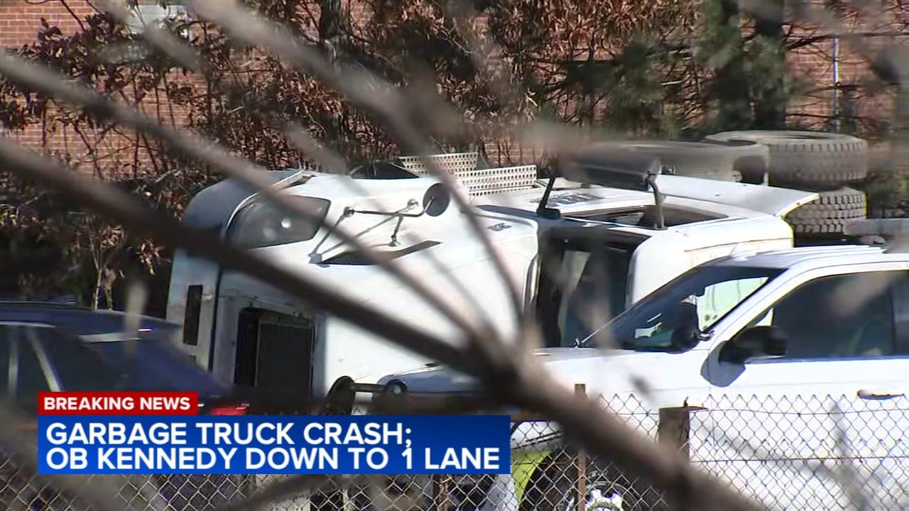 ABC7 captured as crews worked to move the dump truck from the Kennedy Expressway on Monday.