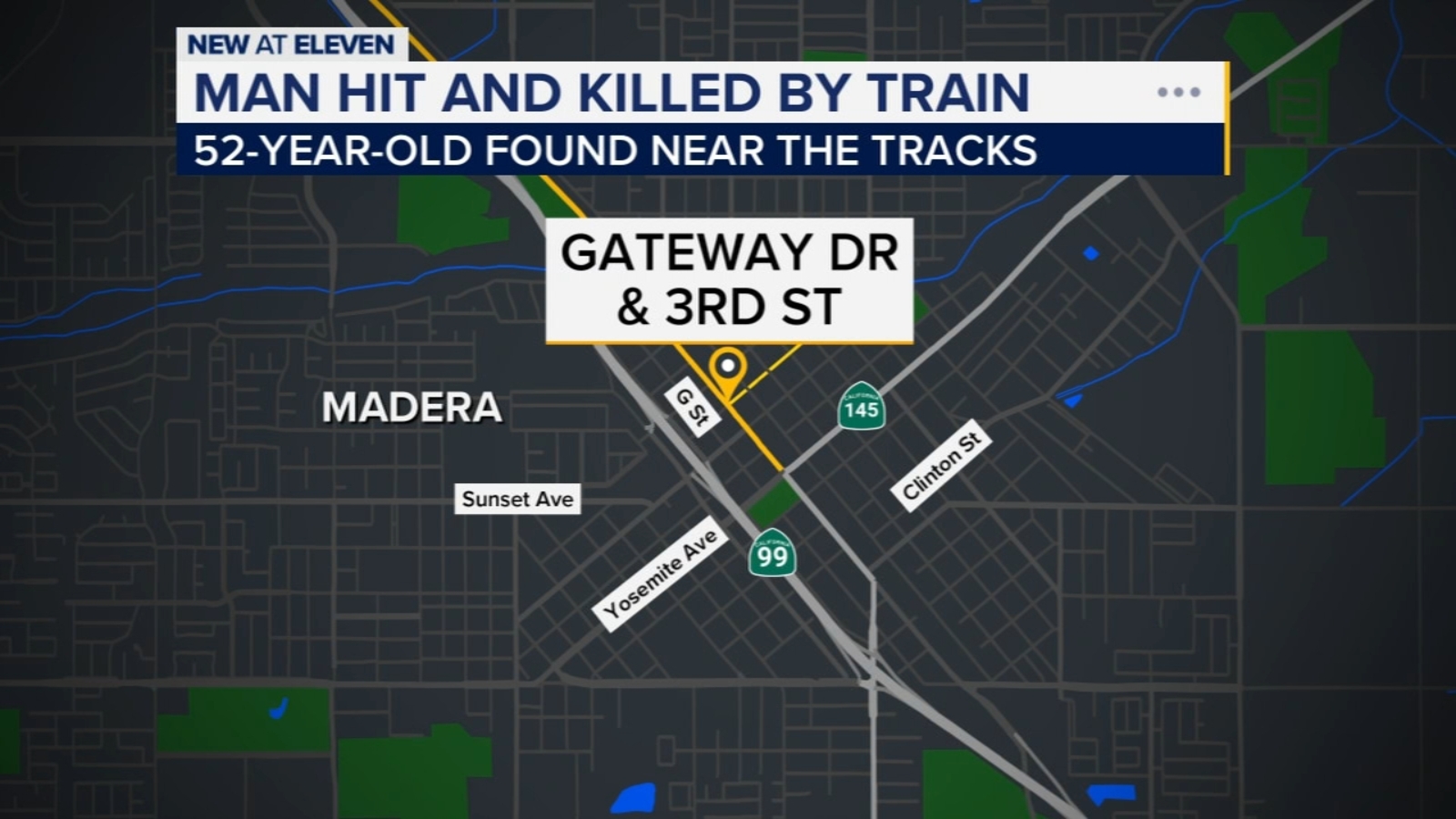 Man killed after being hit by a train in Madera, police say - ABC30 Fresno