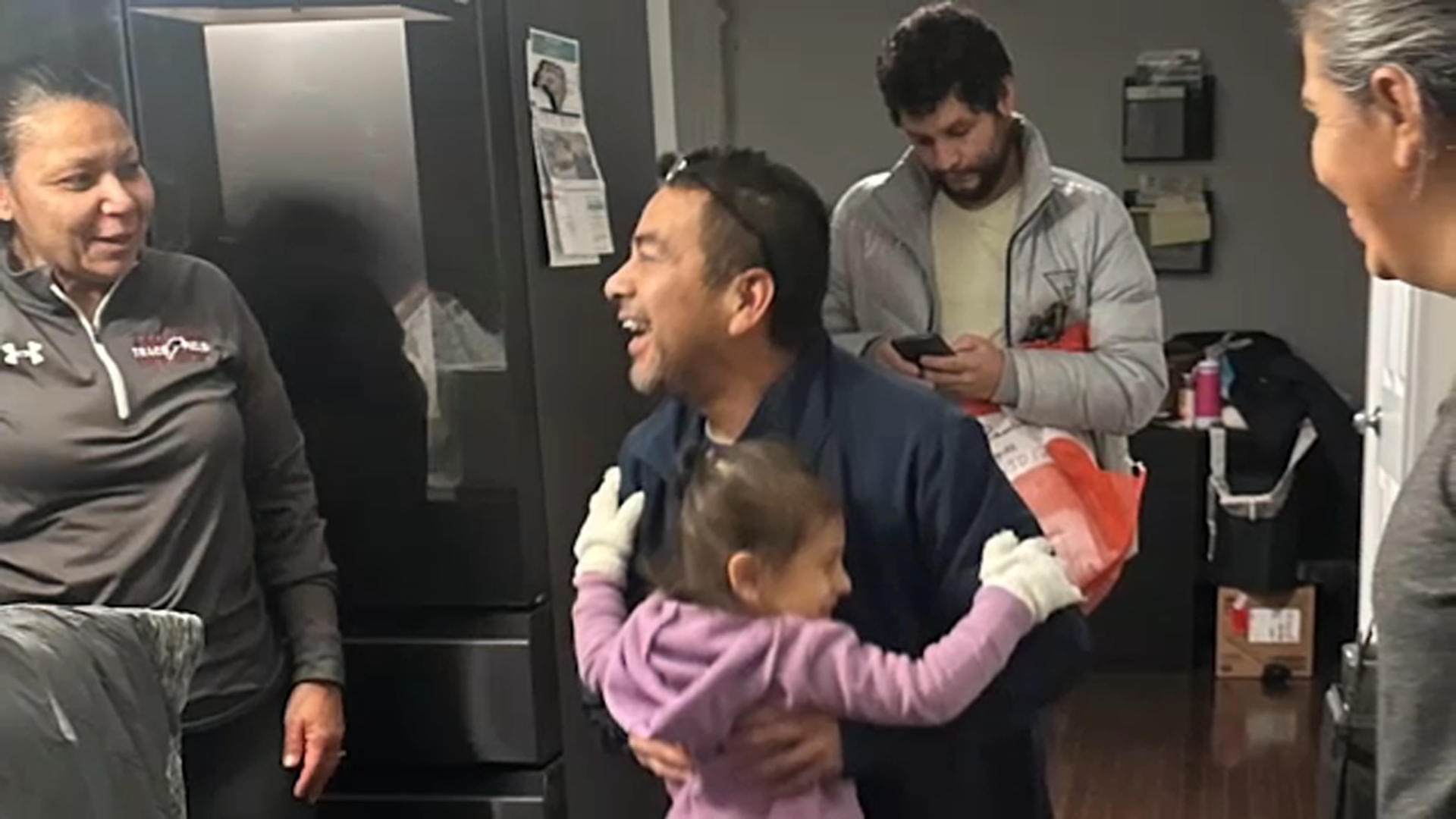 Cabrera's family members shot this photo the moment he came home after 41 days in ICE custody.