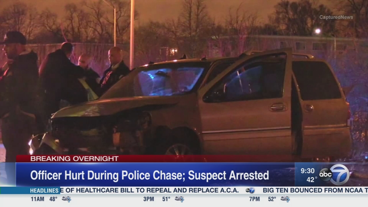 Officer injured after chase ends in suburbs