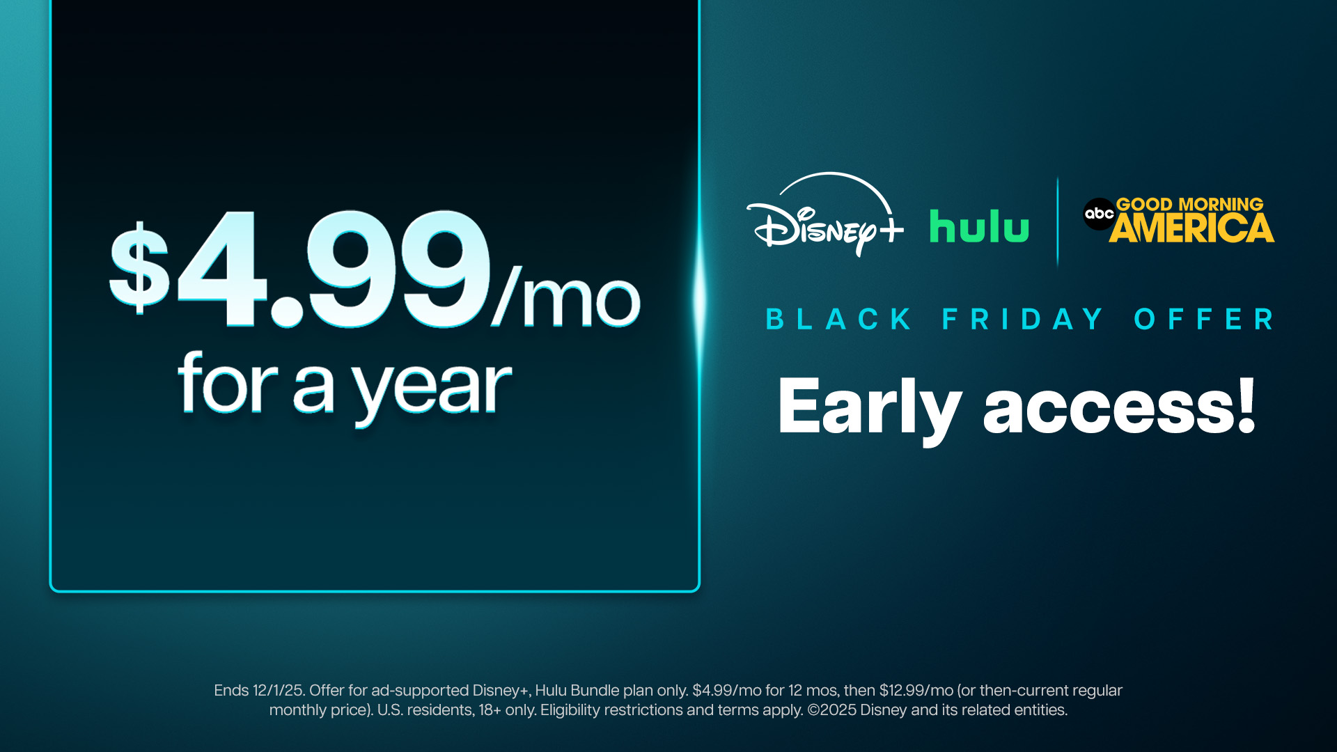 Disney+, Hulu Bundle Black Friday deal 2025: $4.99 per month for 1 year -  ABC7 Los Angeles