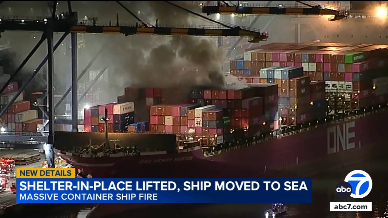 Shelter-in-place order lifted in San Pedro after fire erupts on ship