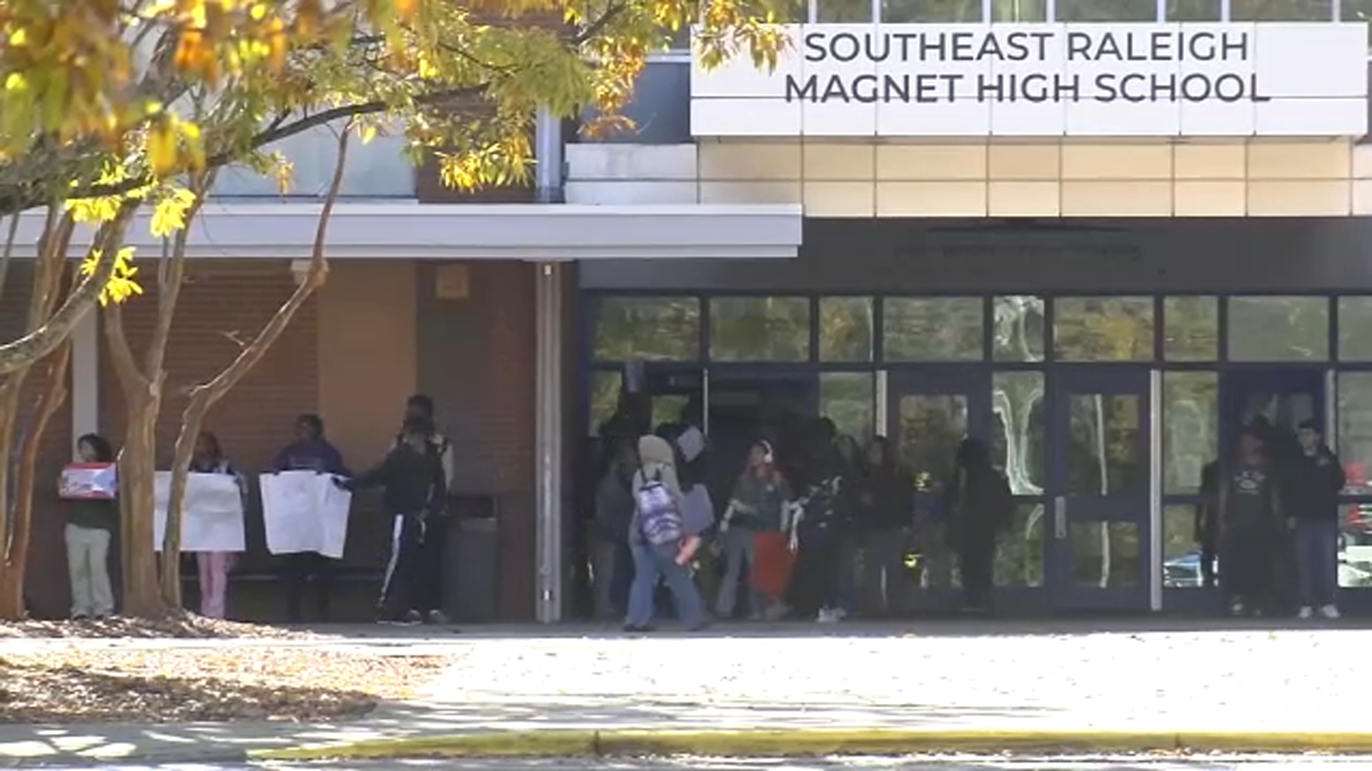 Students at SE Raleigh Magnet High School walkout in protest of ICE