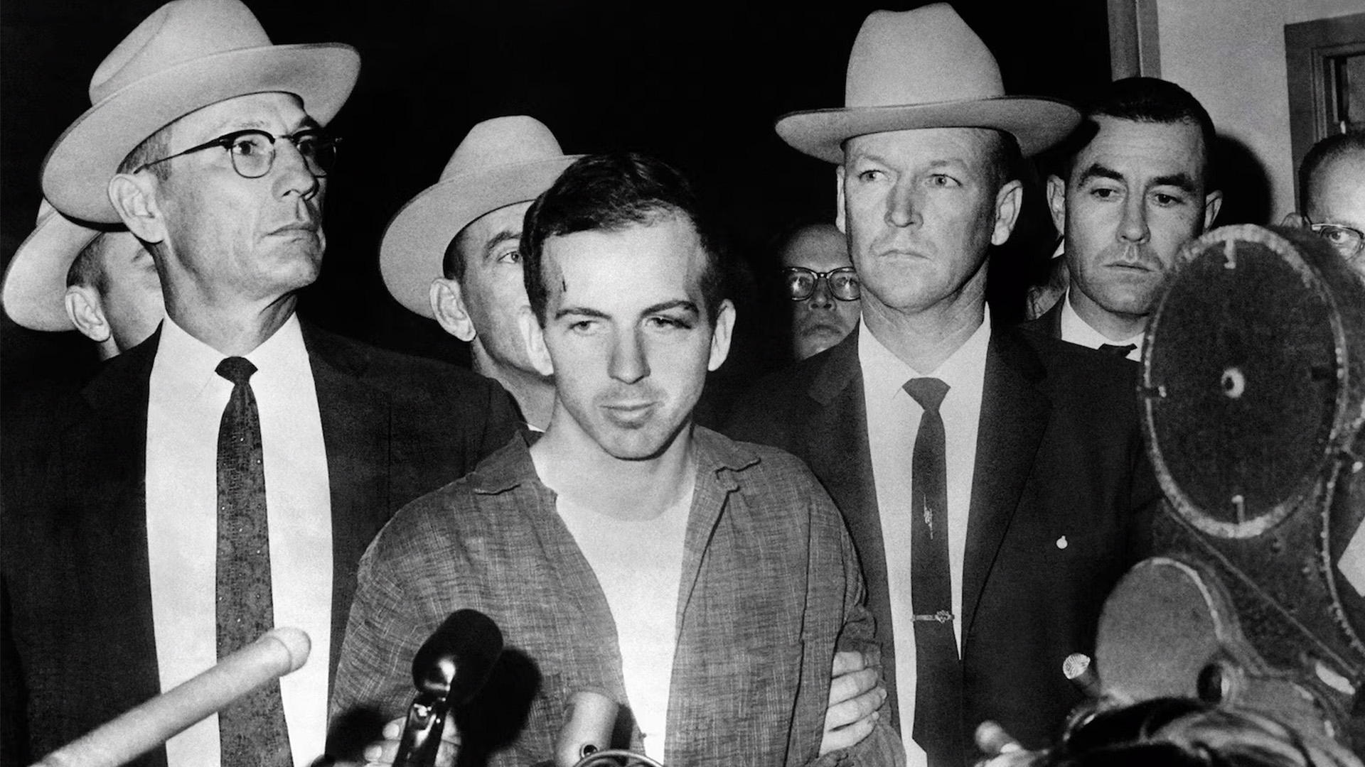 Lee Harvey Oswald during a press conference after his arrest for shooting President John F. Kennedy in Dallas, November 22, 1963.