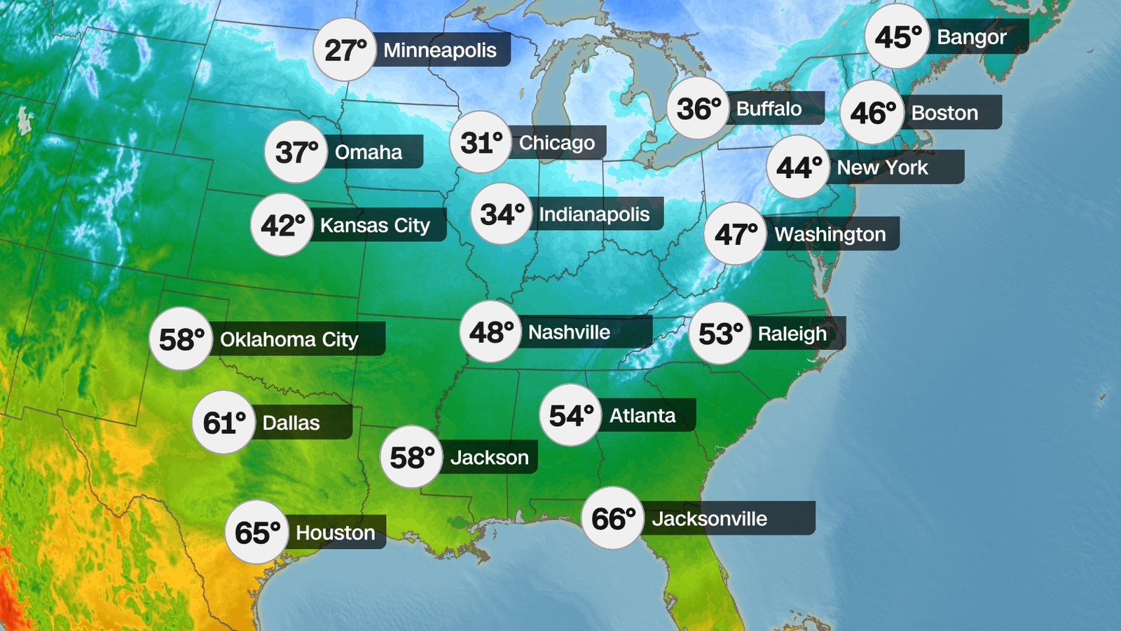 Thanksgiving weather forecast across the US