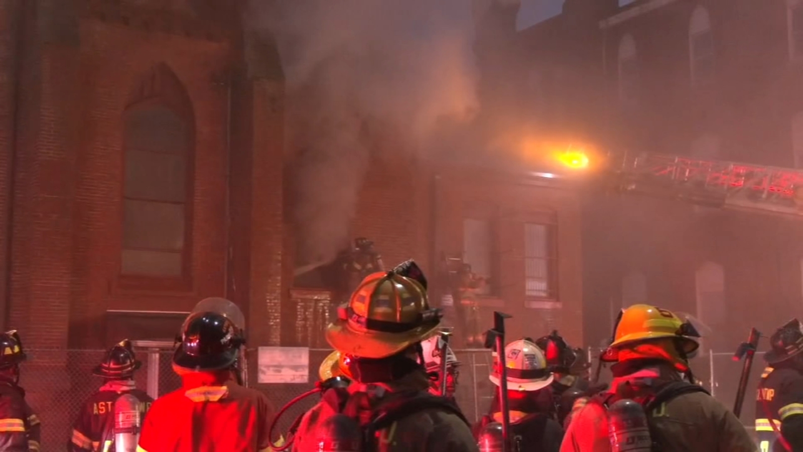 Firefighters battling blaze at abandoned church in Chester, Delaware County