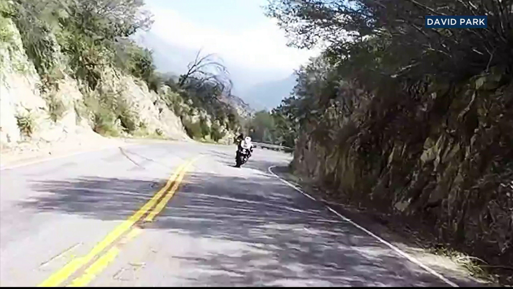 Motorcyclist crashes off cliff into Angeles National Forest