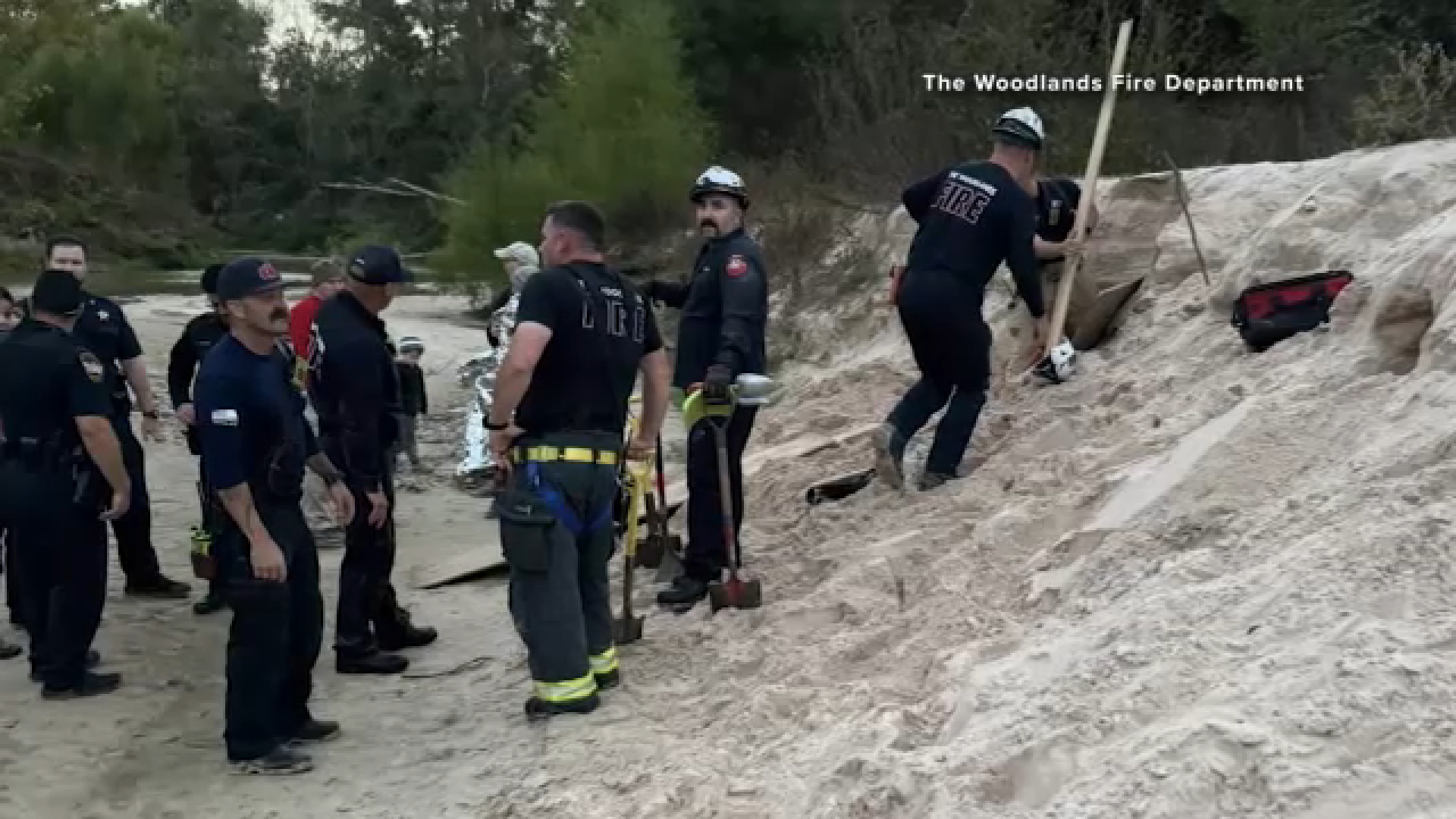 A Thanksgiving took an unexpected turn when officials said a 12-year-old girl got trapped after the large hole she was digging in the sand caved in.