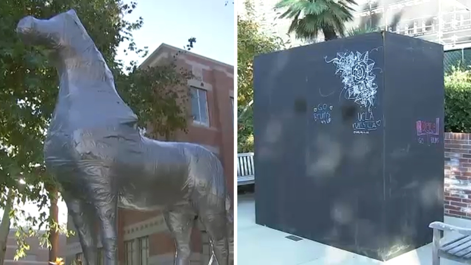 Students protect Tommy Trojan, Bruin Bear statues ahead of USC-UCLA rivalry game