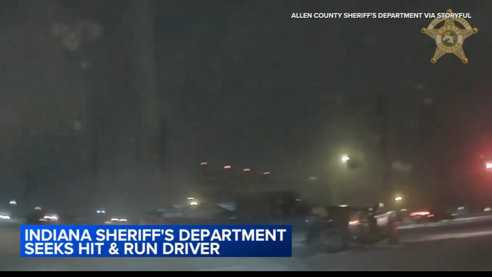 Truck crashes into Indiana police officer's patrol car; officials searching for driver | Video