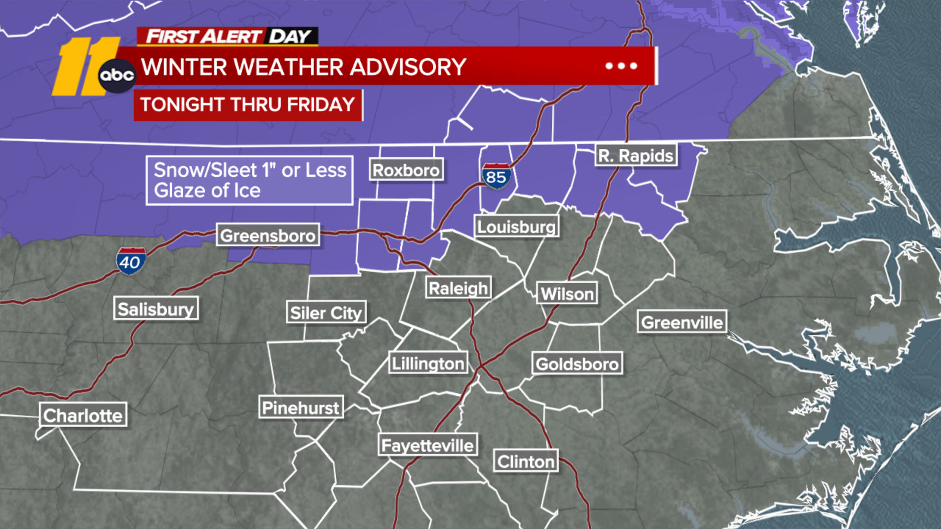 First Alert Forecast NC | Wintry mix expected Friday across Central ...