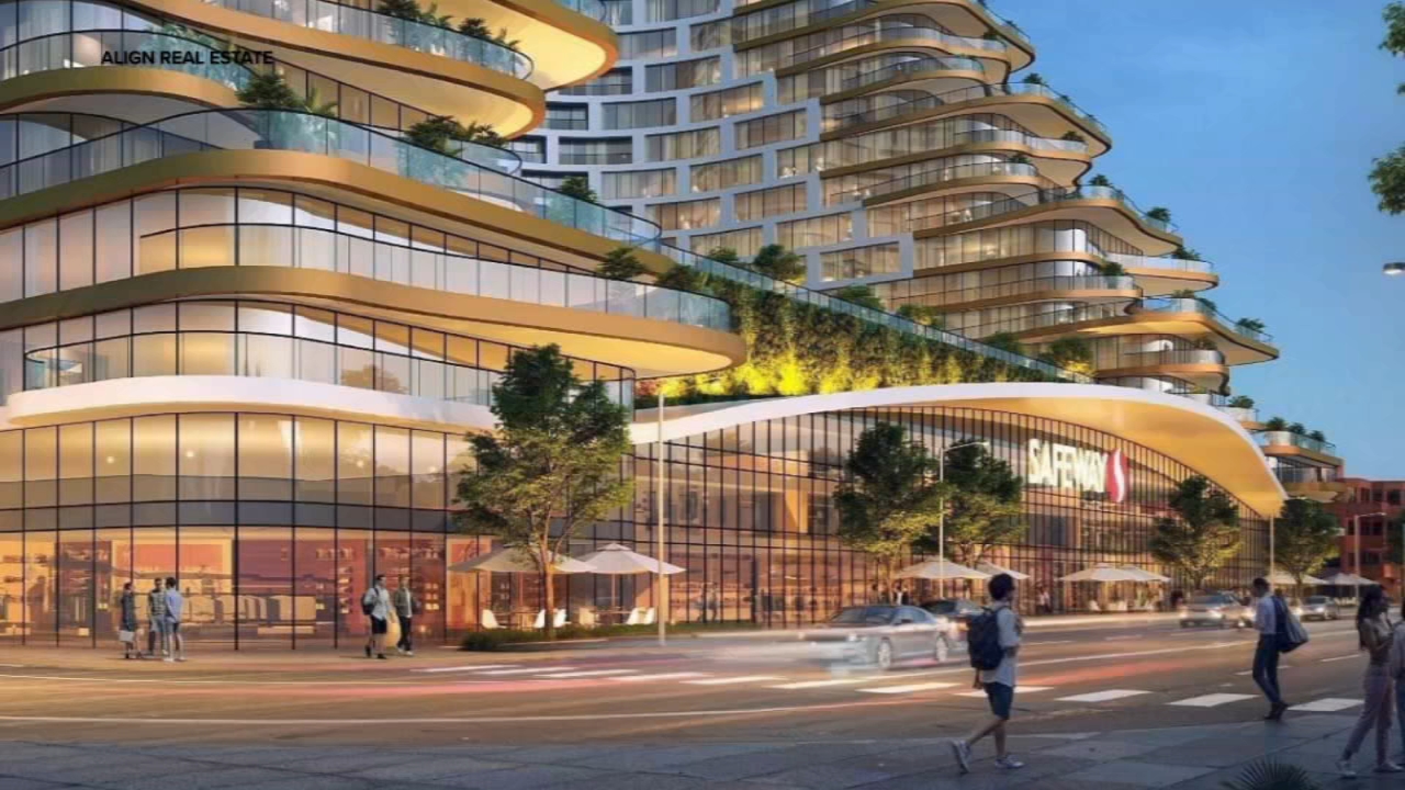 A rendering for a proposed makeover for the Safeway in San Francisco's Marina District is pictured.