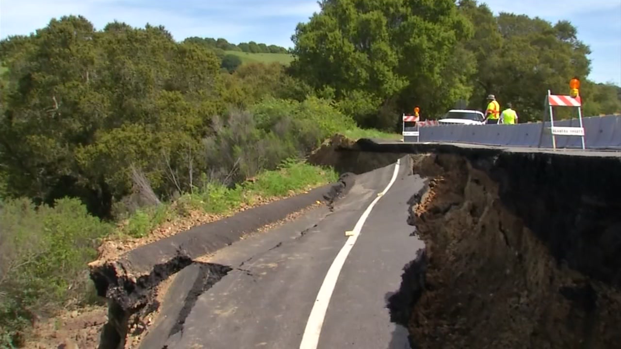 50-foot long road collapses near Lake Chabot Regional Park
