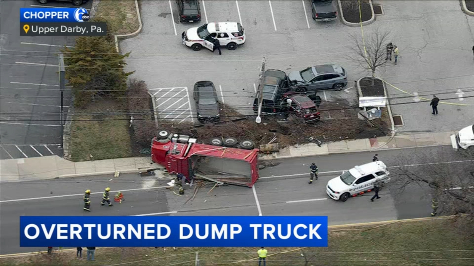 Dump truck overturns after crash on West Chester Pike in Upper Darby ...
