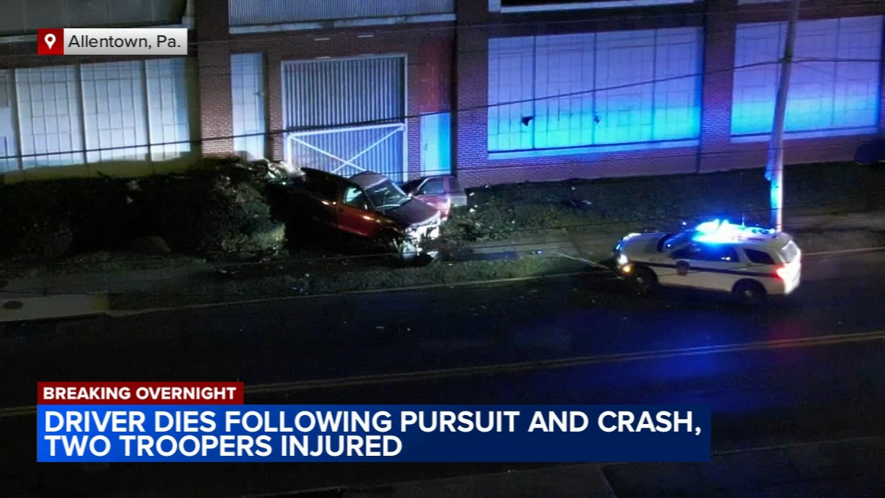 Driver dead, troopers injured following police pursuit in Allentown