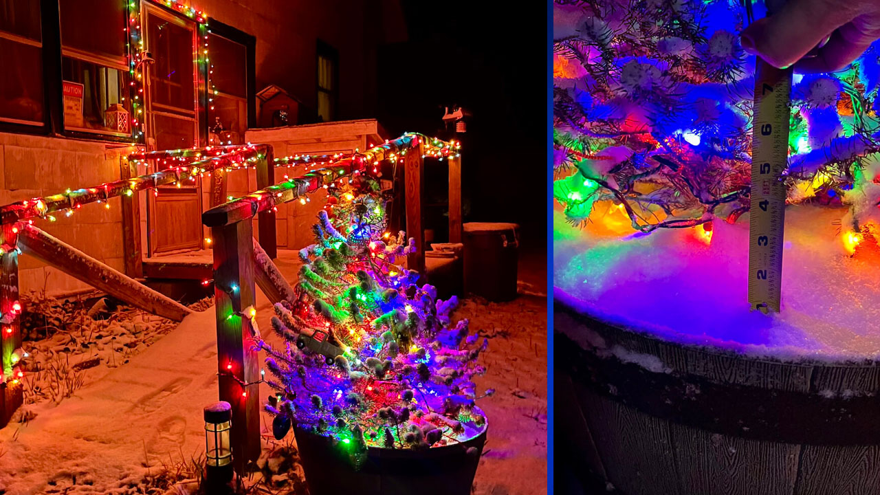 An inch of snow and counting fell at a small bee farm just south of Henderson in Epsom.