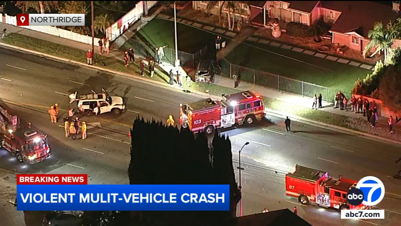 2 people extricated after violent multi-vehicle crash in Northridge