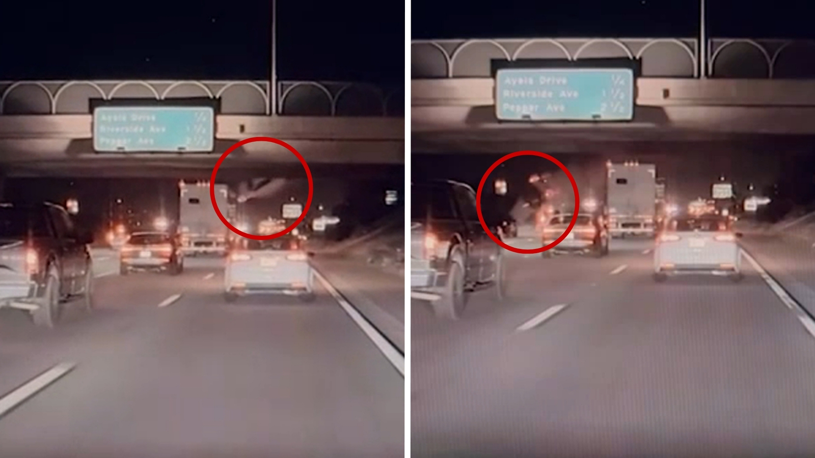 Wild video shows truck fly off overpass and crash onto 210 Freeway in Rialto Wild video shows truck fly off overpass and crash onto 210 Freeway in Rialto