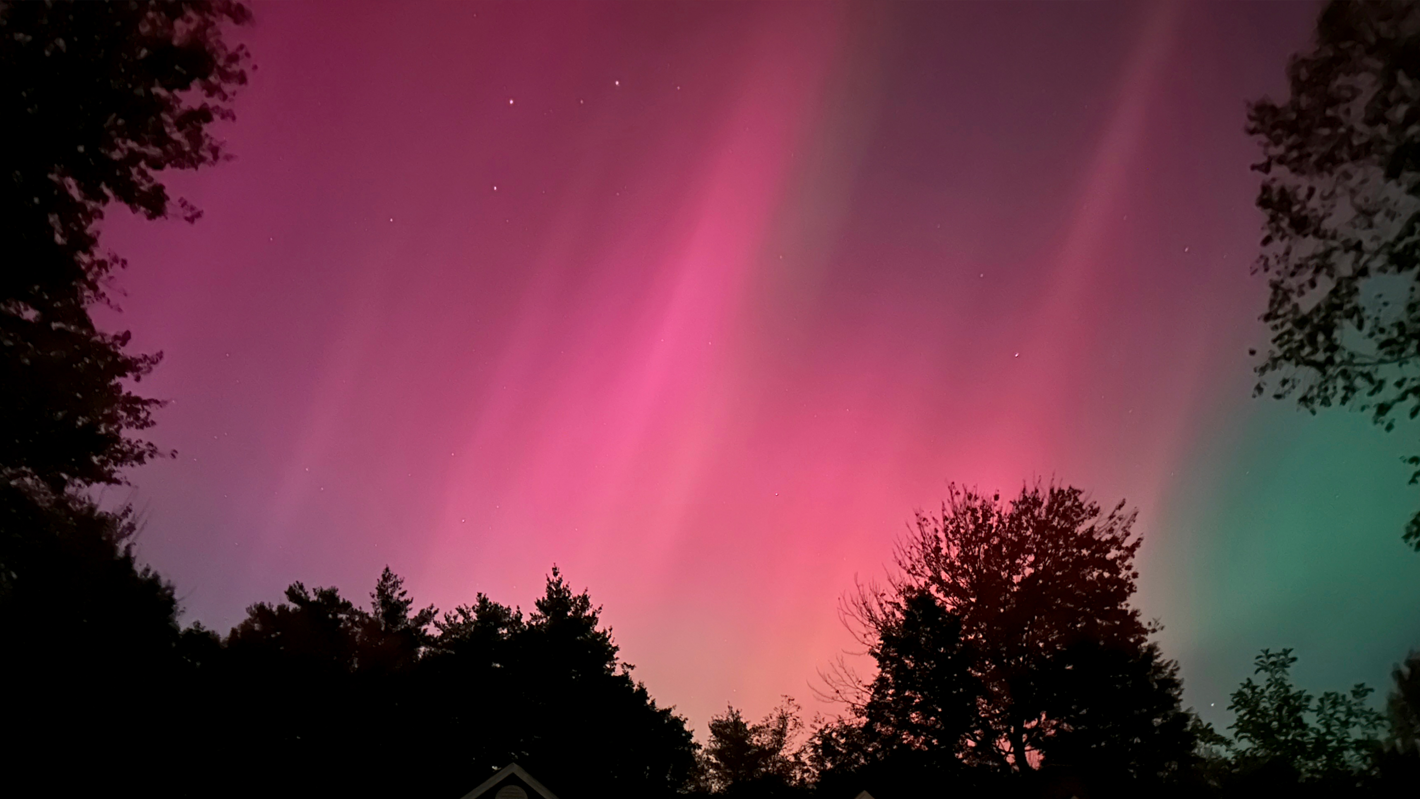 An aurora borealis, also known as the northern lights, is seen Thursday, Oct. 10, 2024, in Falmouth, Maine. 