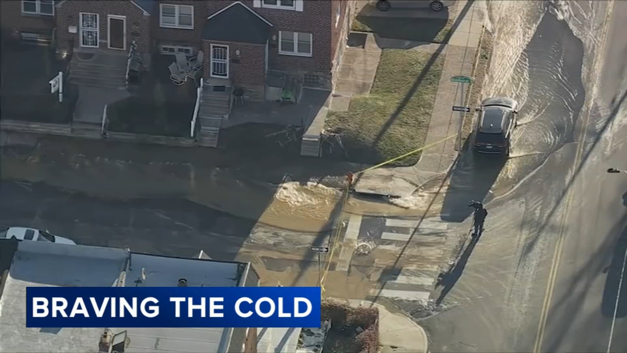 Water main break floods streets in Philadelphia's Oxford Circle neighborhood