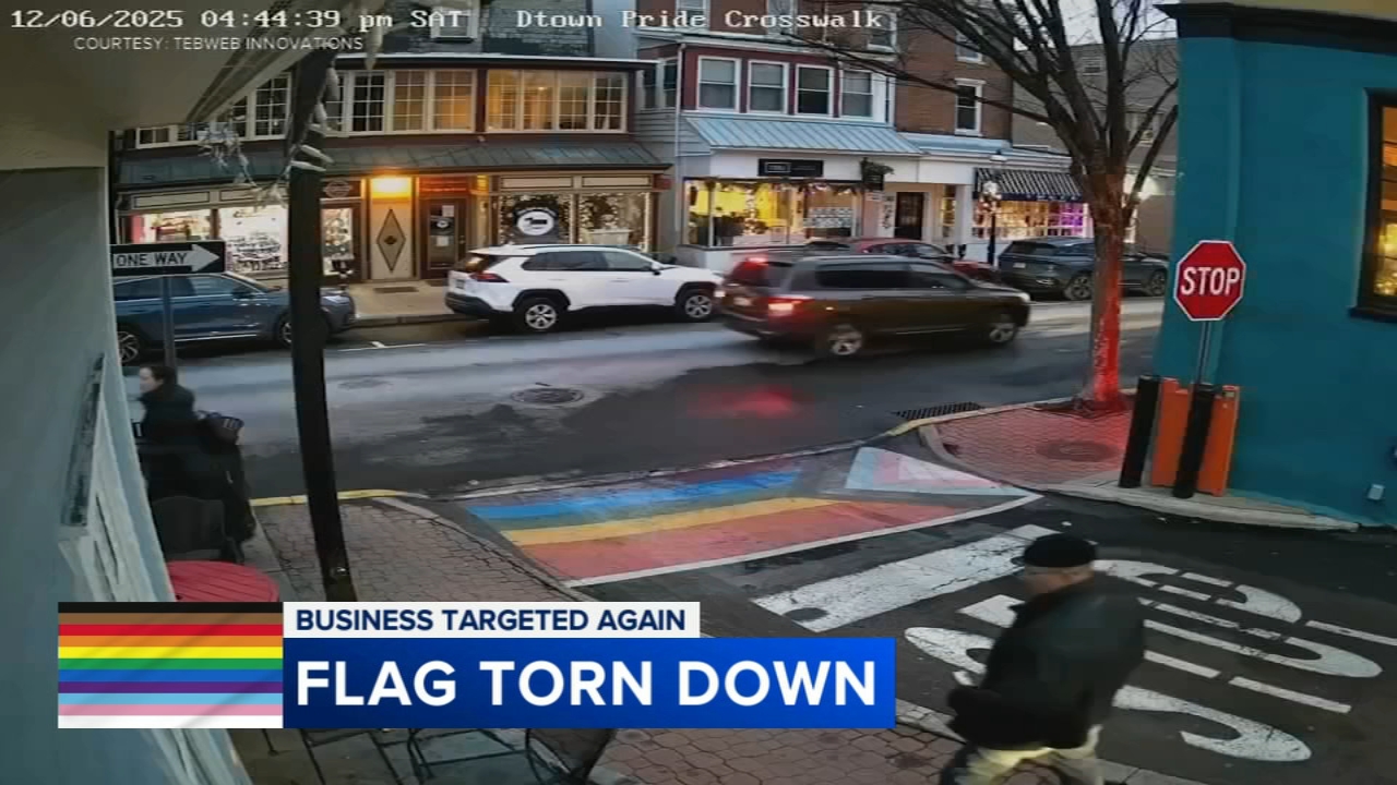 Man cited after allegedly tearing down Pride flag outside candy shop in Doylestown