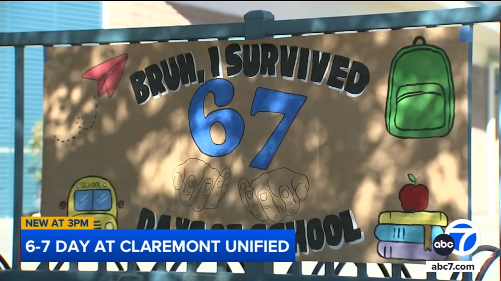 Elementary school in Claremont joins viral 6-7 trend and celebrates&nbsp;67th day of school with students