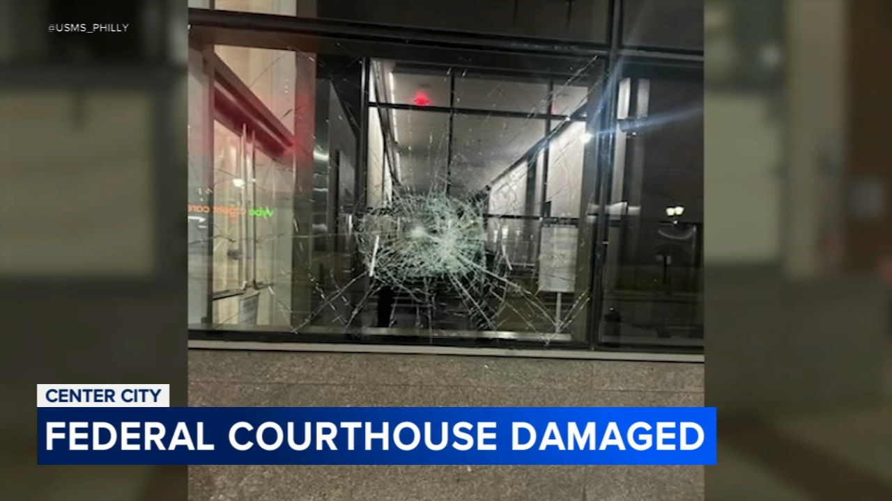 Vandal smashes windows of U.S. Courthouse in Center City Philadelphia