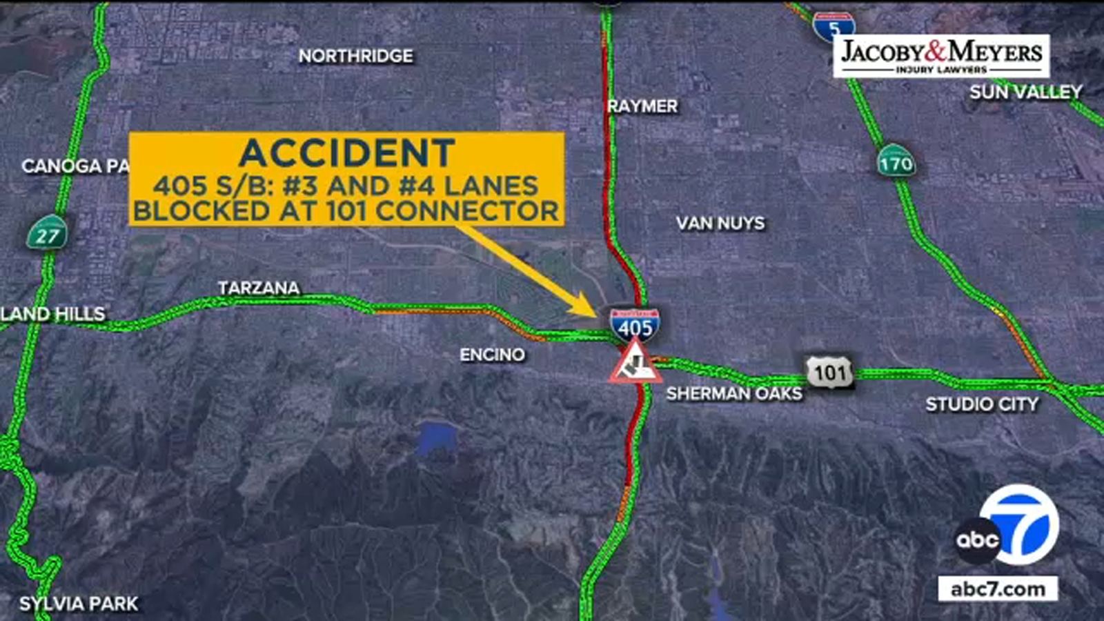 Los Angeles traffic alerts: Damage on 405 Freeway in Sherman Oaks causes major morning traffic delay Los Angeles traffic alerts: Damage on 405 Freeway in Sherman Oaks causes major morning traffic delay