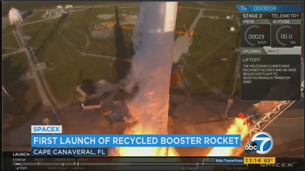 SpaceX successfully launches its 1st recycled rocket