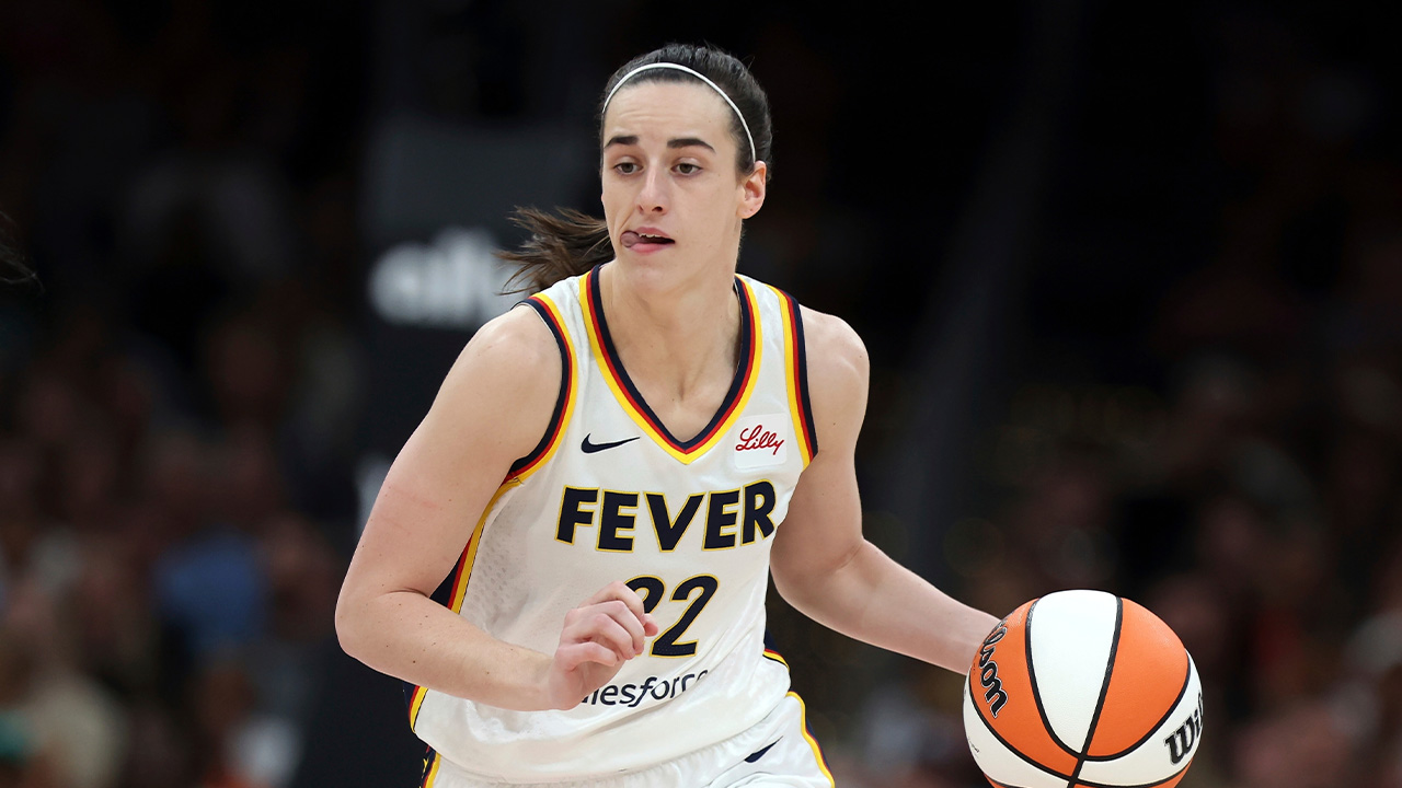 Indiana Fever's Caitlin Clark plays against the Connecticut Sun during the first half of a WNBA basketball game, July 15, 2025, in Boston.