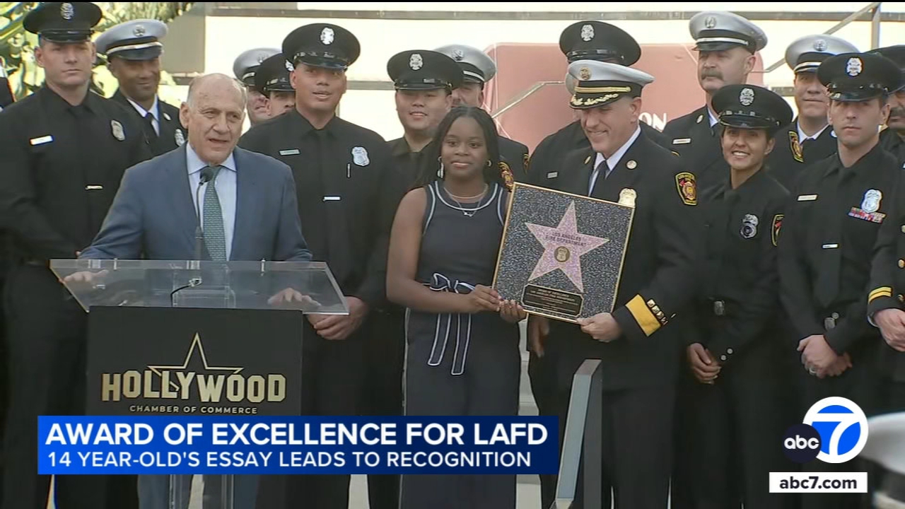 Los Angeles Fire Department receives Award of Excellence star near Hollywood Walk of Fame
