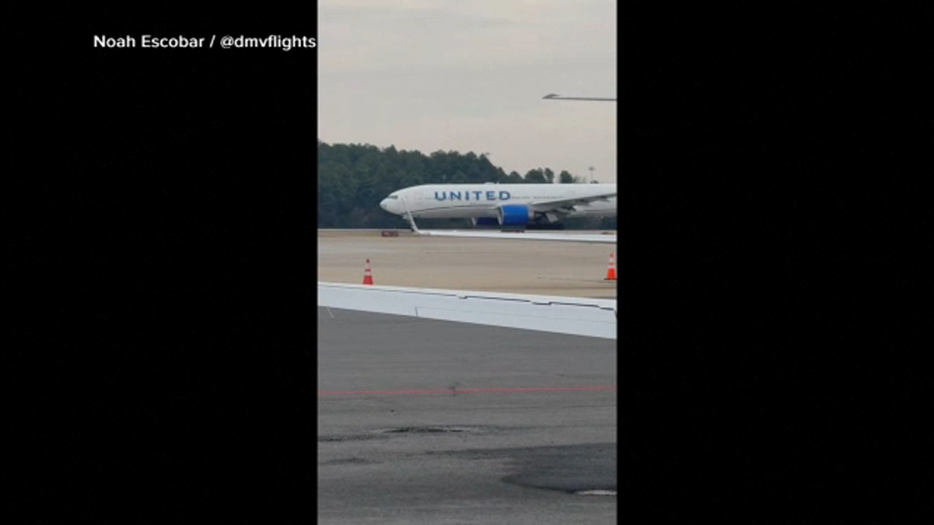 United Airlines flight safely returns to Dulles airport after engine failure during takeoff