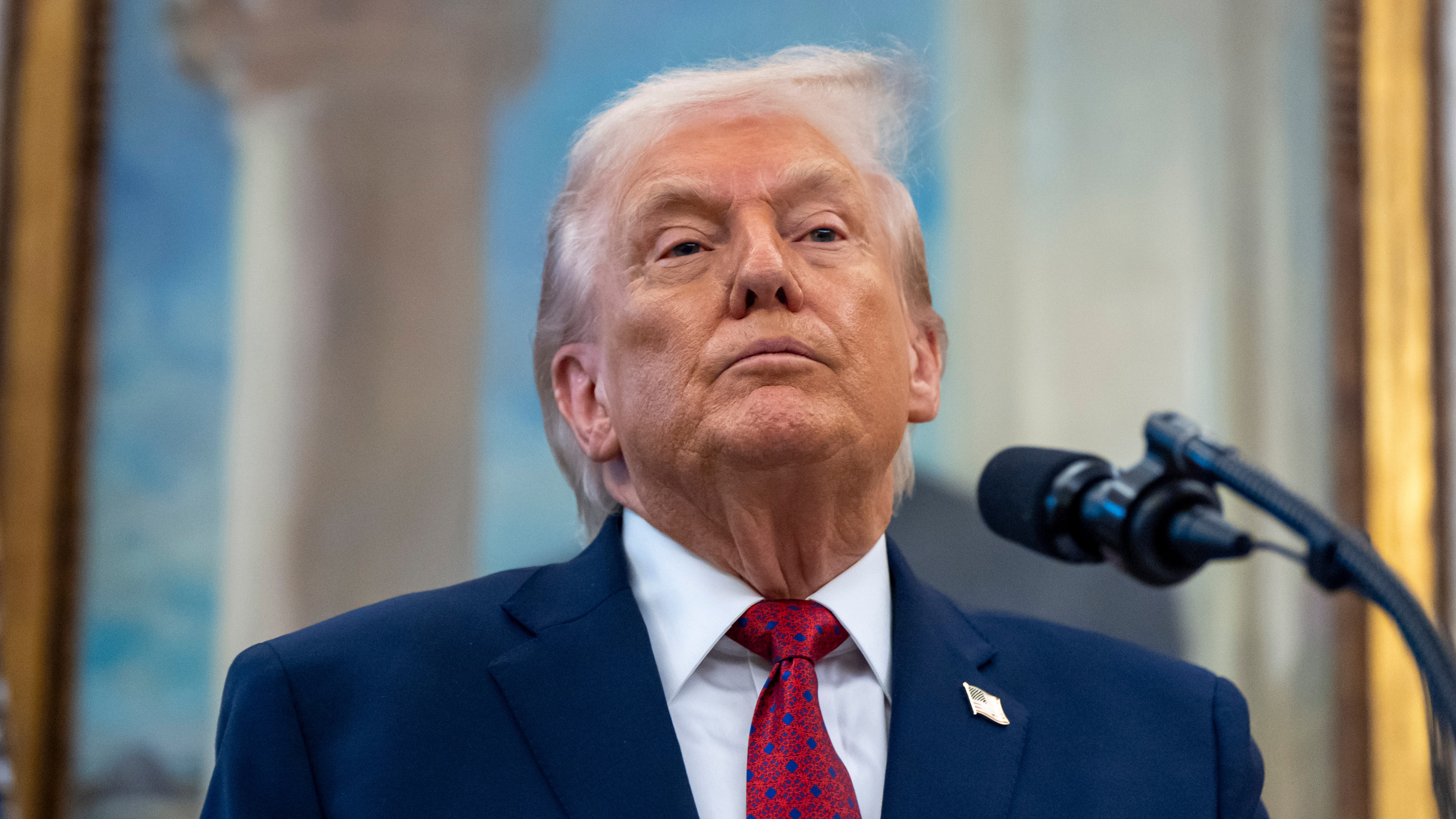 President Donald Trump speaks during a Mexican Border Defense Medal presentation in the Oval Office of the White House, Monday, Dec. 15, 2025, in Washington.