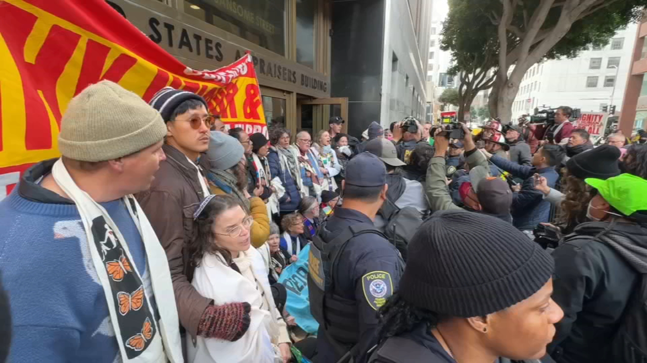 Protesters arrested after chaining themselves to block SF ICE building