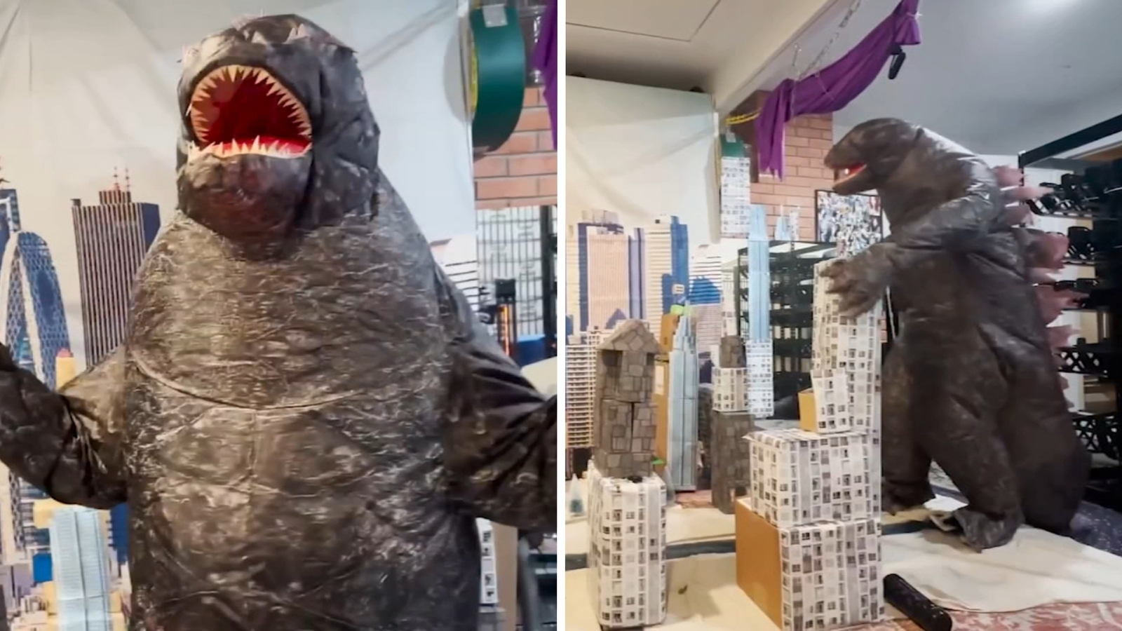 VIDEO: East Bay man gifted 'Godzilla rage room' for his birthday